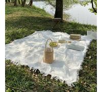 1 pièce Élégant tapis blanc pour le camping en plein air/tapis de pique-nique/couverture de plage bohème/tapis de table imperméable, décoration, style famille Rama, essentiels de pique-nique, utilisat