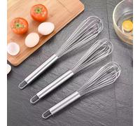 1 pièce En Acier Inoxydable Fouet À Œufs , Quotidien Argent À Poignée Longue Fouet Pour Cuisine L,M,S,Un ensemble de grands, moyens et petitsAcier inoxydable