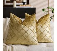 1 pièce En Velours Design Diamant Plissé Coussin Couverture , Carré Doux Housse De Coussin Pour Canapé / Café , Extérieur Jardin Utiliser , 18 X 18 pouces , 45 X 45 cm , D'or Couleur 40*40,45*45,60*60