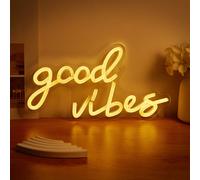 1 pièce Enseigne au néon LED "Good Vibes", lampe murale en silhouette de néon vert, décoration de salle de jeux, décoration de la maison, cadeau d'anniversaire, art mural, veilleuse, dessin animé, pou