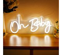 1 pièce Enseigne au néon LED "Oh Baby", lampe murale à silhouette en néon vert, décoration de salle de jeux, décoration de la maison, cadeau d'anniversaire, art mural, veilleuse, pour les garçons, les