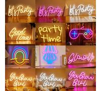 1 Pièce Enseigne Lumineuse Néon À Led Let's Party En Forme D'alphabet Alimentée Par Usb Pour La Décoration Murale De La Chambre, La Décoration Du Festival De Fête De Mariage Faisons la fête rose,Faiso