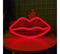 1 pièce Enseigne murale lumineuse LED lèvres rouges néon, lampe de fée romantique pour la décoration de la fête de la Saint-Valentin, fonctionnement sur pile ou USB, décoration de chambre à coucher à 