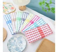 1 pièce/Ensemble de 12 pièces Torchon/Chiffon de nettoyage à imprimé carreaux moderne, Serviette de cuisine, Super doux et absorbant en microfibre, Impression 3D vibrante, Lavable et durable, Convient