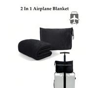 1 pièce Ensemble de couverture et d'oreiller de voyage, couverture d'avion 2-en-1 ultra douce avec housse d'oreiller, étui pour oreiller de voyage, attache pour poignée de bagage et clip pour sac à do