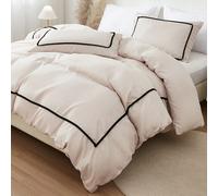 1 pièce Ensemble de housse de couette beige, style bohème de ferme, ensemble de 3 pièces, décoration de boules noires moelleuses, housse de couette beige en microfibre douce, unisexe, 1 housse de coue