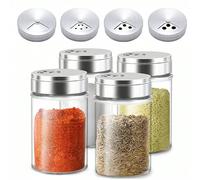 1 pièce Ensemble de salière et poivrière, ensemble de pots à épices en verre, pots en verre transparents ustensiles de cuisine, salière et poivrière avec couvercles en acier inoxydable - récipients de