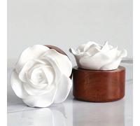 1 pièce Ensemble diffuseur d'huiles essentielles, pierre à parfum essentielle d'intérieur, base en bois créative, décoration de pierre de gypse rose pour la maison et la voiture, sans flamme et sans p