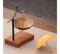 1 pièce Ensemble d'infuseur à thé suspendu en forme de parapluie avec base en bois & support en fer, passoire à thé en céramique rétro pour feuilles de thé en vrac, machine à thé suspendue élégante po