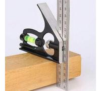 1 pièce Équerre ajustable de précision avec niveau à bulle - Règle d'angle 45/90 degrés, outil de mesure industriel multifonctionnel Taille UniqueAcier au carbone