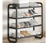 1 pièce Étagère à chaussures en métal multicouche, organisateur de rangement pour chaussures, convient pour l'entrée, la chambre, le côté de la porte, petit rangement Noir 45 cm de large quatre couche