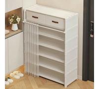 1 pièce Étagère à chaussures multi-niveaux avec rideau, meuble à chaussures, étagère de rangement et d'affichage avec tiroir, organisateur de chaussures haute capacité, convient pour une utilisation i