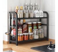 1 pièce Étagère de cuisine de style nordique à 2 niveaux de 30 * 14 * 42 cm - Étagère de rangement en bois et métal, peut contenir des bols, des casseroles, des assaisonnements et des légumes | Libère
