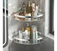 1 pièce Étagère de douche d'angle en acier inoxydable - Facile à installer, étagère murale sans perçage avec design en grille, séchage efficace, rangement anti-rouille pour shampoing et accessoires, g