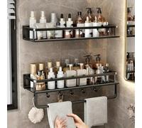 1 pièce Étagère de douche en métal noir à un niveau, panier suspendu en acier pour l'organisation, support d'outils pour la maison dans un carton emballé, accessoires de salle de bain 30CM,40 cm,50 cm