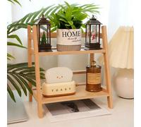 1 pièce Étagère de rangement de bureau à 2 niveaux en bambou, étagère verticale, support de rangement multifonction pour le dessus de table, grande capacité, étagère à épices de cuisine, support pour 
