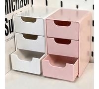 1 pièce Étagère de rangement de bureau à 3 niveaux de couleur macaron mignon, mini armoire de rangement en plastique empilable, boîte organisatrice à tiroirs multi-compartiments, convient pour les bij