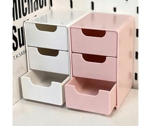1 pièce Étagère de rangement de bureau à 3 niveaux de couleur macaron mignon, mini armoire de rangement en plastique empilable, boîte organisatrice à tiroirs multi-compartiments, convient pour les bij