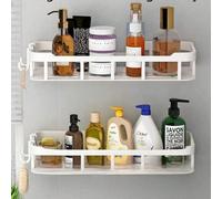 1 pièce Étagère de rangement murale pour salle de bain sans perçage avec crochets, porte-savon mural, sans perçage requis, capacité de charge de 3 kg, résistant à la rouille et durable, installation f