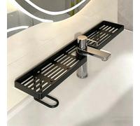 1 pièce Étagère de robinet verticale, Organisateur de vanité de salle de bain, Support de rangement monté au mur sans perçage nécessaire pour le miroir noir,BlancABS