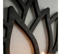 1 pièce Étagère murale flottante en forme de lotus, décoration de maison de style bohème, support de fleur de lotus en bois noir, organisateur mural décoratif pour plantes, bougies, encens, convient p