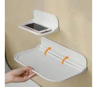 1 pièce Étagère murale pliable, Étagère de rangement pour salle de bain, Support de téléphone de chevet de toilette, Étagère de rangement sans perçage pour dortoir, Support de routeur WiFi pour salle 