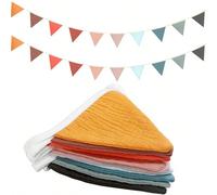 1 pièce Fanion triangulaire de fête, en tissu de polyester, réutilisable, guirlande de fanions triangulaires multicolores, convient pour diverses décorations bohèmes d'intérieur/extérieur, fournitures