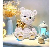 1 pièce Figurine d'ours à pois blanc et coloré, cadeau parfait pour la Saint-Valentin, statue en résine décorative, petit ornement de sculpture, convient pour la bibliothèque, le salon ou la décoratio