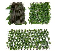1 pièce Filet de clôture en lierre artificiel, plantes artificielles, haie artificielle extensible, clôture en bois, écran de confidentialité, réglable, convient pour la décoration du salon, de la cha