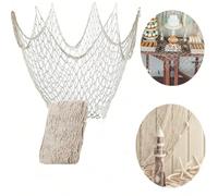 1 pièce Filet de pêche décoratif de style méditerranéen 80 x 40 pouces, filet de pêche naturel pour décoration de fête, convient pour les fêtes à thème pirate, hawaïen, nautique, rentrée scolaire, Sai