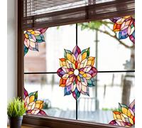 1 pièce Film de confidentialité pour fenêtre imitation vitrail 3D floral coloré, autocollant de verre auto-adhésif avec protection UV et pare-soleil, convient pour la maison et la salle de bain (13,77