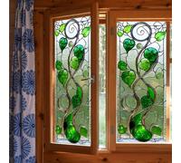 1 pièce Film de fenêtre givré avec motif de feuilles vertes et de vignes, sans colle, réutilisable, film de fenêtre en PVC à adsorption électrostatique, convient pour les salons, les salles de bains,