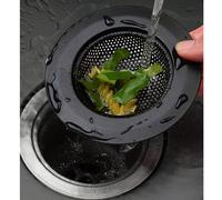 1 pièce Filtre d'évier de cuisine et bouchon, bouchon de vidange rond noir creux, bouchon de broyeur à déchets en acier inoxydable avec poignée, panier-filtre universel anti-bouchage pour évier de cui