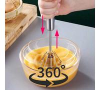 1 pièce Fouet semi-automatique à rotation, fouet en acier inoxydable, outil de cuisine, convient pour fouetter les œufs, le beurre, la pâte, la crème et les mousses L,M,S,Ensemble 3 pièces[S+M+L]Acier