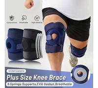 1 pièce Genouillère grande taille, attelle de genou extra large pour 300 lbs - compression réglable avec 6 supports à ressorts, tissu respirant & design en silicone, fermeture par sangle sécurisée, su