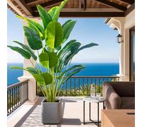 1 pièce Grand arbre artificiel d'oiseau de paradis tropical, fausses grandes feuilles de bananier, plante de palme en plastique de grande taille pour décoration de maison et jardin (pot non inclus) 11