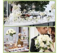 1 pièce Grand bouquet de fleurs en soie artificielles de pivoine, matériel de décoration de couronne de mariage, bouquet de mariée, corsage de poignet, boutonnière, coiffe, décoration de voiture de ma