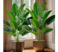 1 pièce Grand palmier artificiel tropical à 24 feuilles, branche de plante d'oiseau de paradis en plastique, branche de palmier factice, feuille de monstera zébrée verte, feuille de figuier lyre au to