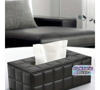 1 pièce Grande boîte à mouchoirs rectangulaire en PU avec fermeture magnétique, motif grille noire, décoration moderne pour commode, table de nuit, bureau, voiture, organisateur de rangement, style mi