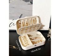 1 pièce Grande boîte de rangement de bijoux de voyage, boîte de rangement de bijoux en PU, support multi-couches pour boucles d'oreilles et bagues, étui à maquillage et cosmétiques, boîte d'accessoire
