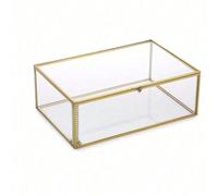 1 pièce Grande boîte de rangement en verre doré, organisateur de maquillage et de bijoux pour le dessus de la coiffeuse S,XXL,DS rectangulaireVerre