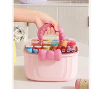 1 pièce Grande boîte de rangement pour accessoires de cheveux transparente à 2 couches avec séparateurs, portable et anti-poussière, convient pour les pinces à cheveux, les bandeaux - rose/violet/roug