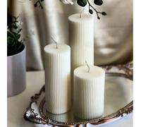1 pièce Grande bougie pilier cylindrique côtelée, diamètre 1,97", hauteur 1,97"-7,87", bougie parfumée en cire de soja faite à la main, sans fumée, décoration de chambre à coucher, centre de table de 