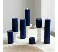 1 pièce Grande bougie pilier cylindrique côtelée, diamètre 1,97 pouces, hauteur 1,97 pouces-7,87 pouces, bougie parfumée en cire de soja faite à la main, sans fumée, décoration de maison et de chambre