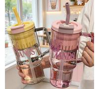 1 pièce Grande capacité Tasse d'eau fraîche d'été portable avec passoire à thé Bleu 1200 ml,Jaune 1200ml,Rose 1200 ml,Vert 1200 mlPolypropylène