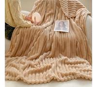 1 pièce Grande couverture rayée, couverture en fausse fourrure de lapin à rayures larges, flanelle polaire, couverture de jet décontractée pour la sieste au bureau 100*150,120*200,150*200,180*200,200*
