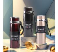 1 pièce Grande tasse isotherme en acier inoxydable, double paroi étanche, portable avec sac, pour café, thé et boissons, sports, camping, voyage, famille, campus, cadeau de remise des diplômes, rentré