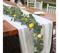 1 pièce Guirlande de citron artificiel vibrant, avec feuilles d'eucalyptus vertes et faux fruits de citron jaune, plante artificielle, vigne suspendue multifonctionnelle en plastique DIY pour décorati