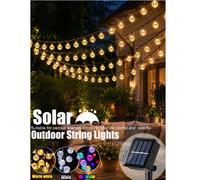 1 pièce Guirlande lumineuse à boule de cristal LED solaire - 20/50/100 LED, 8 modes d'éclairage, étanche IP65, lumière de fée, lumière de jardin solaire extérieure, convient pour les jardins, les cour