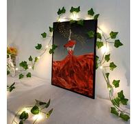 1 pièce Guirlande lumineuse à feuilles vertes LED, lumières de fée en lierre vert artificiel, design à feuilles vertes, à piles pour décoration murale intérieure/extérieure, fête, création d'ambiance